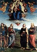 PERUGINO, Pietro Madonna in Glory with the Child and Saints f oil